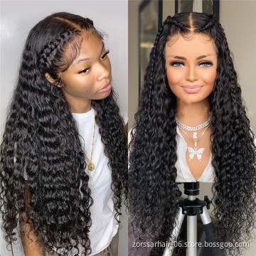 FREE Ship 13X4 water wave wig Glueless hd lace wig Vendor Unprocessed Brazilian pre plucked real human hair wig